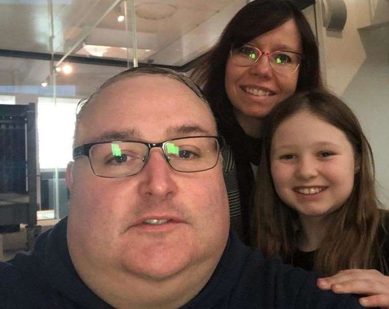 The White family's last photo together at the Science Museum on March 14. Dave, Claire and Megan. Picture: Claire White