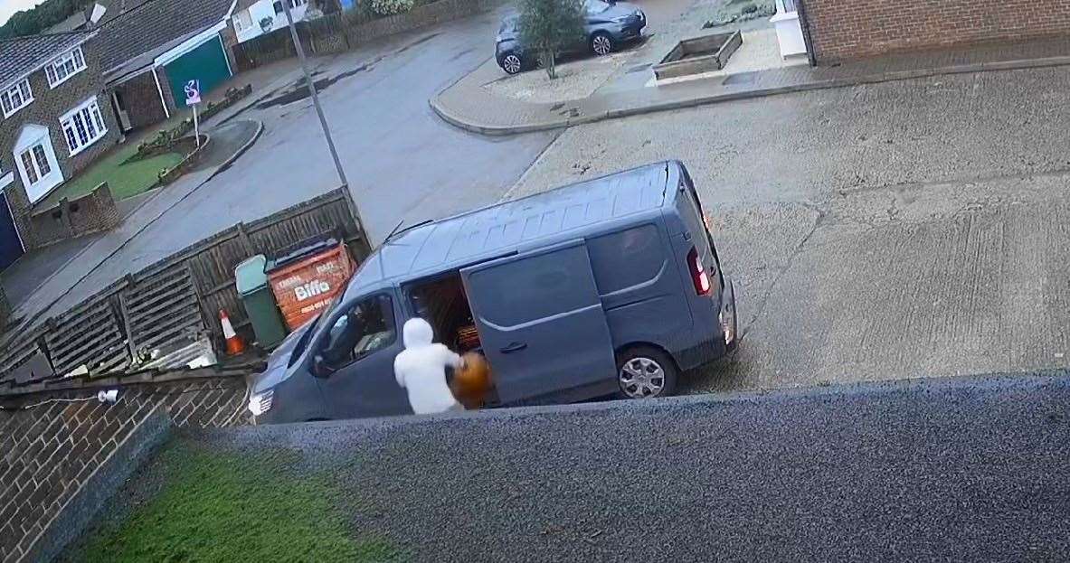 CCTV footage appears to show the driver loading the pumpkin into his van. Picture: Justin Thomas