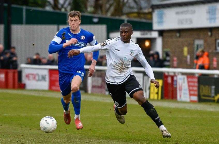 Shadrach Ogie in action on loan at Dover Picture: Alan Langley