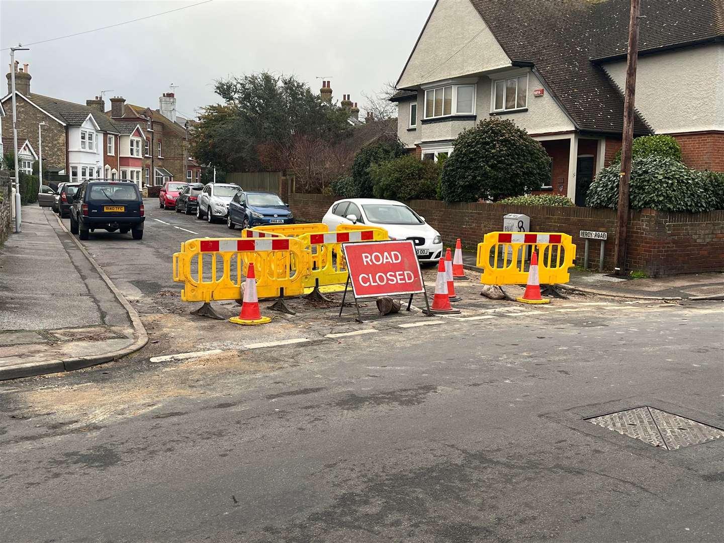 Percy Road in Broadstairs has been closed at the junction with St Peter's Road. Picture: Sarah Soar