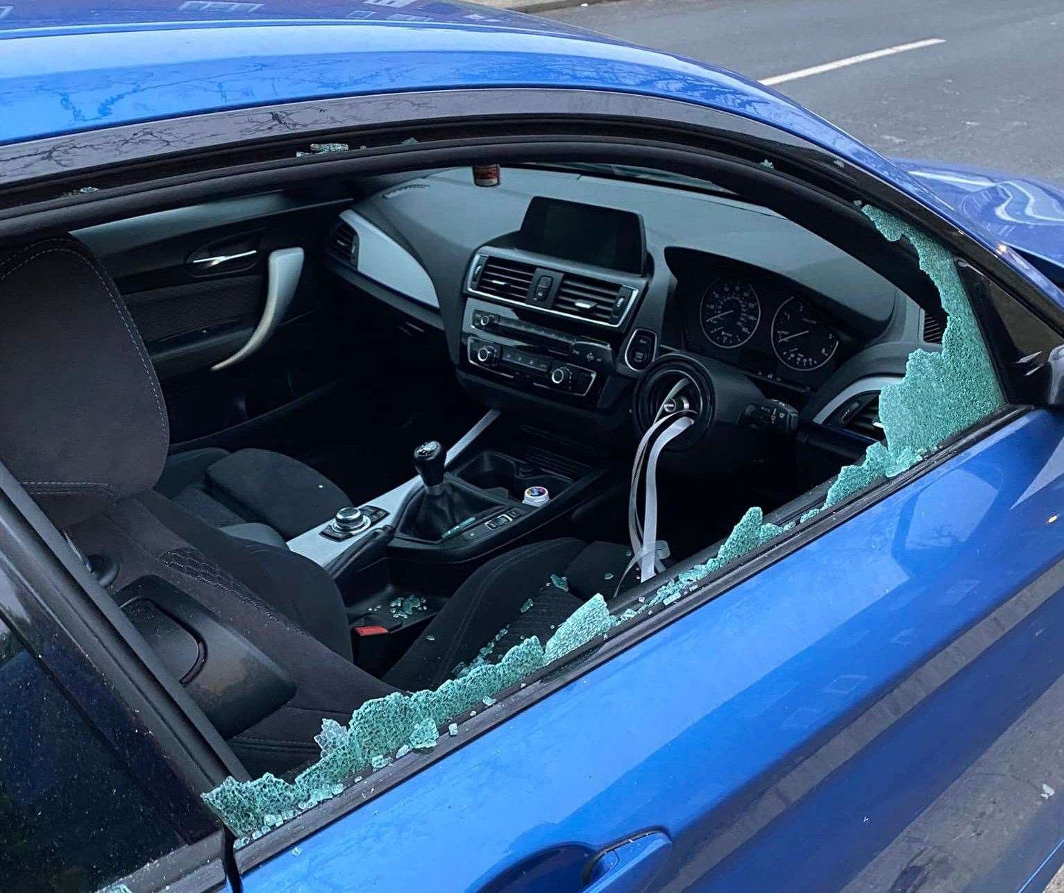 Beth's BMW 1 Series was broken into in Churchill Avenue, Chatham. Picture: Beth Vant