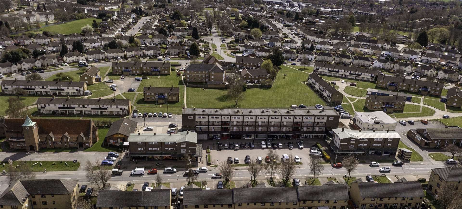 Aerial shot of Cambridge Crescent in Shepway, the site proposed for the Golding Homes redevelopment. Picture: Golding Homes