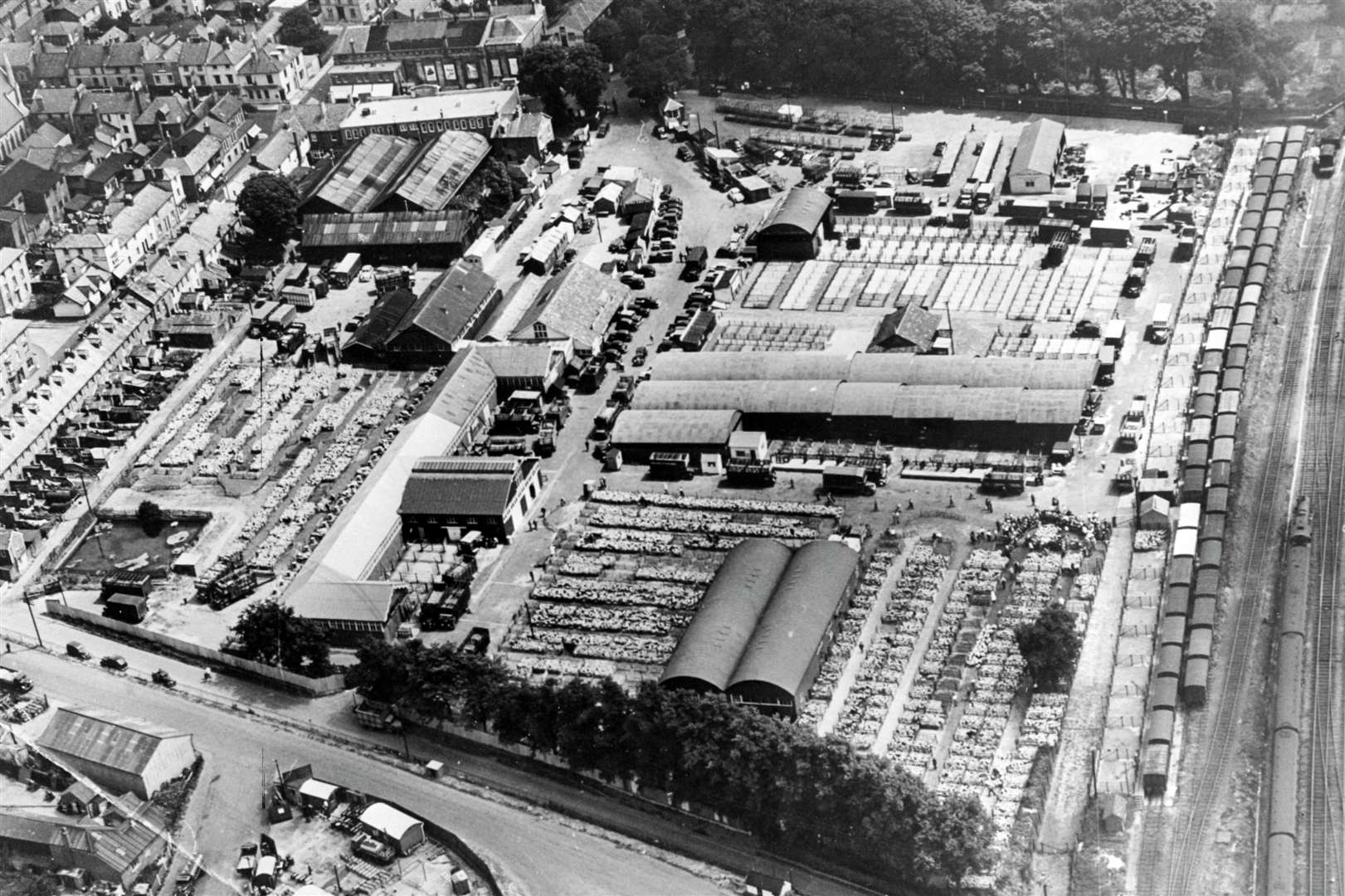 An aerial view of the original Ashford Market in the 1950s. Picture: Steve Salter