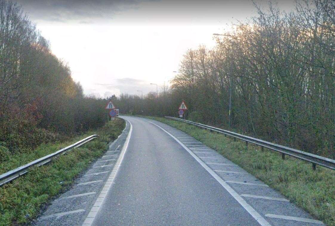 The incident happened on the A2 coastbound exit to A2050 in Upper Harbledown. Picture: Google Street View