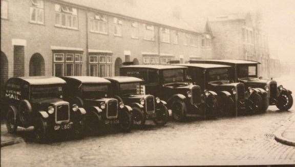 There are three roll-top Austins in this picture of the delivery fleet from the Leicester Evening Mail from the 1930s