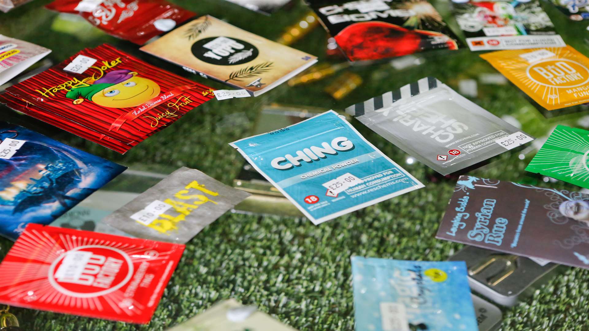 A selection of 'legal highs' seized last year at a shop in Maidstone