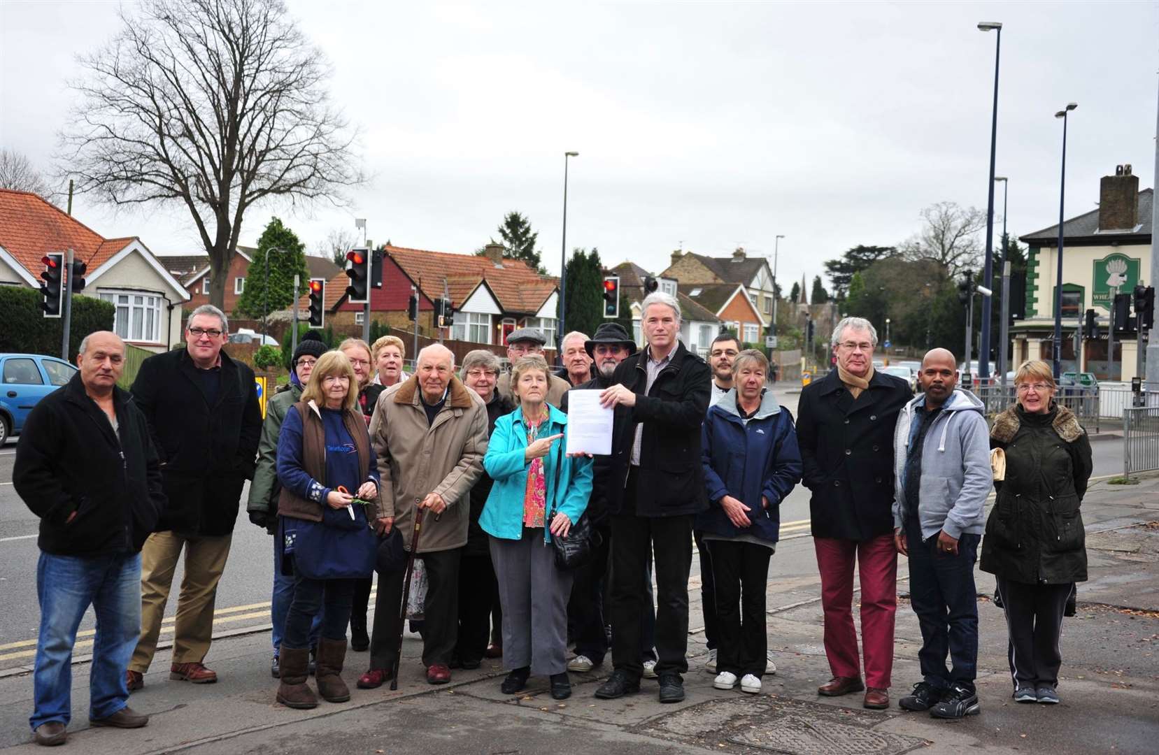 Residents with a petition against the closure of Cranborne Avenue - the photo was taken eight years ago - in 2015