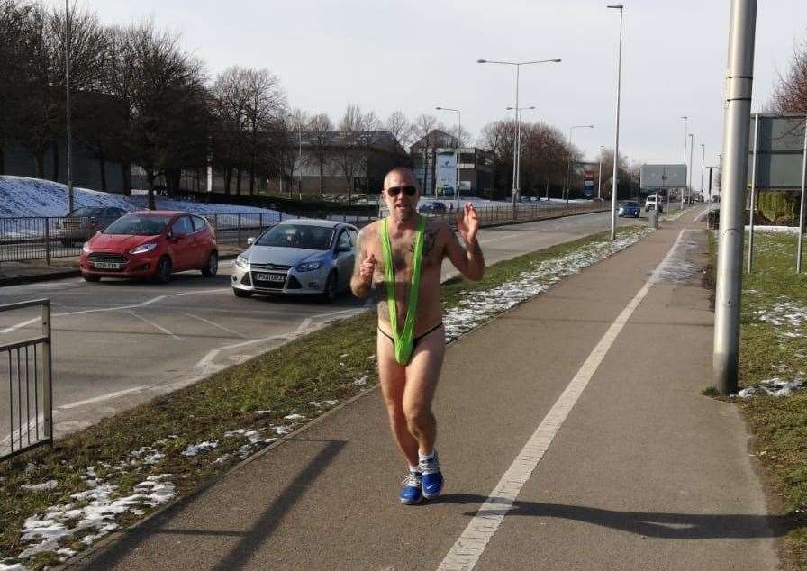 Dave Clarke completing his mankini mile