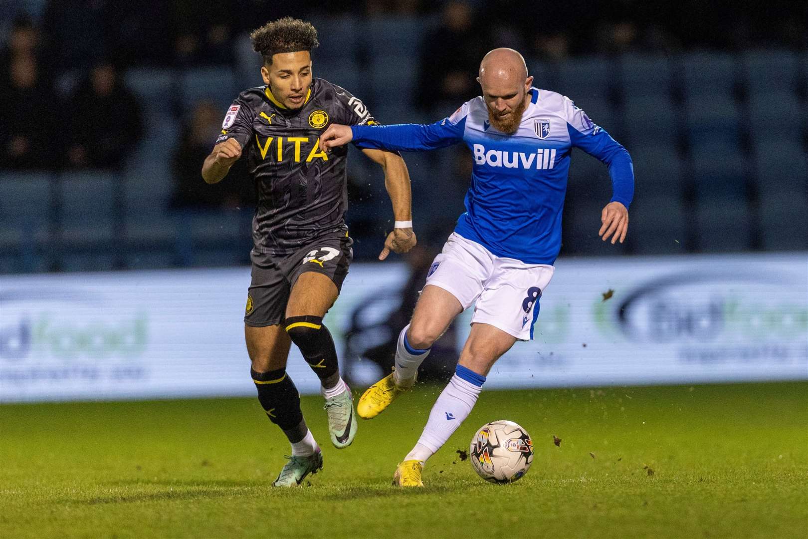 Jonny Williams in action for Gillingham against Stockport County on Tuesday night Picture: Julian_KPI