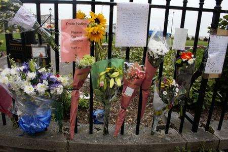 Floral tributes at Marine Gardens, Margate, near where Richard Collier was attacked and later died.