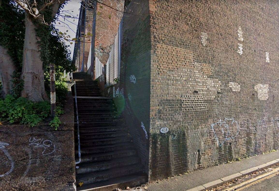 The assault happened on steps off Bradstone Avenue, Folkestone. Picture: Google
