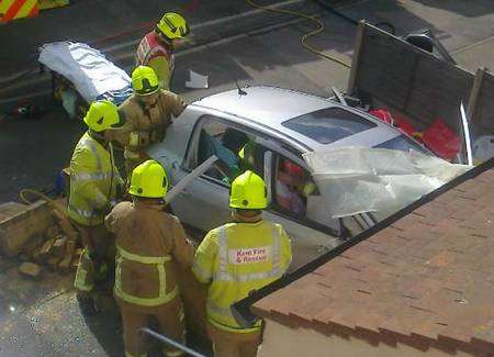 A car crashed into a house in Brown Street, Rainham. Picture by Jackie Walder