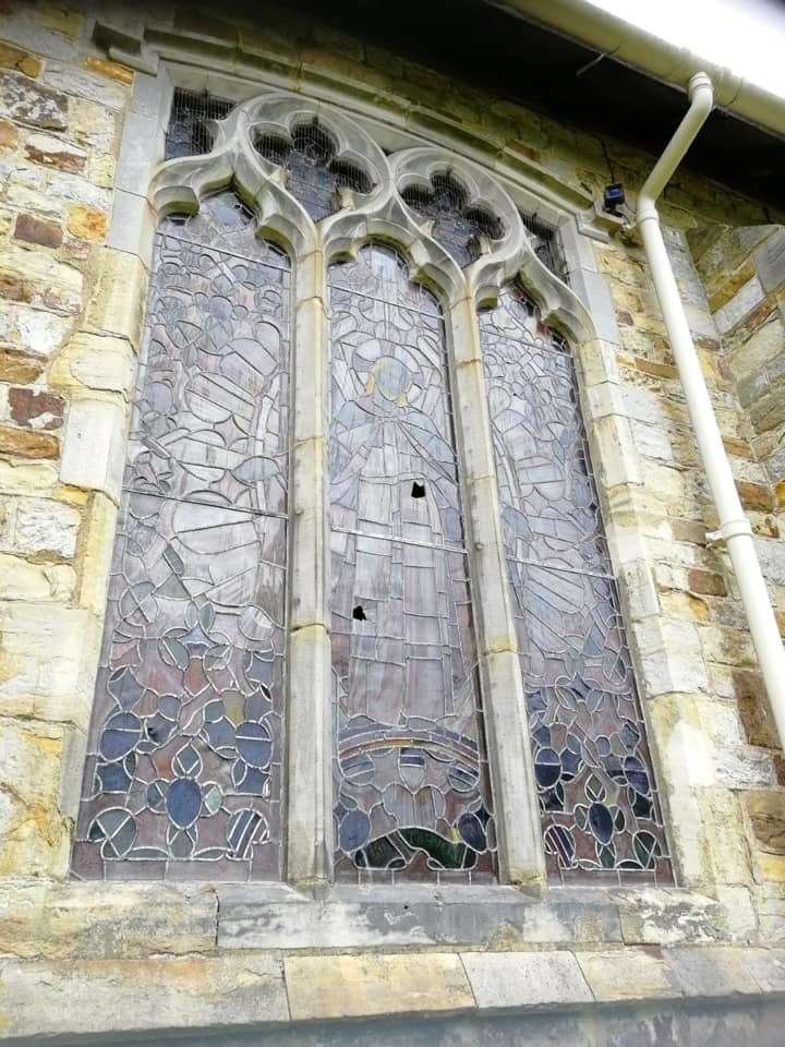 The damage at St Mary's Church, Goudhurst (11726061)