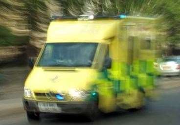 An ambulance responds to an emergency. Stock picture