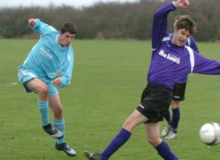 Castle Tavern get in a shot during their 6-1 win over The Beach in the Junior Charity Cup.