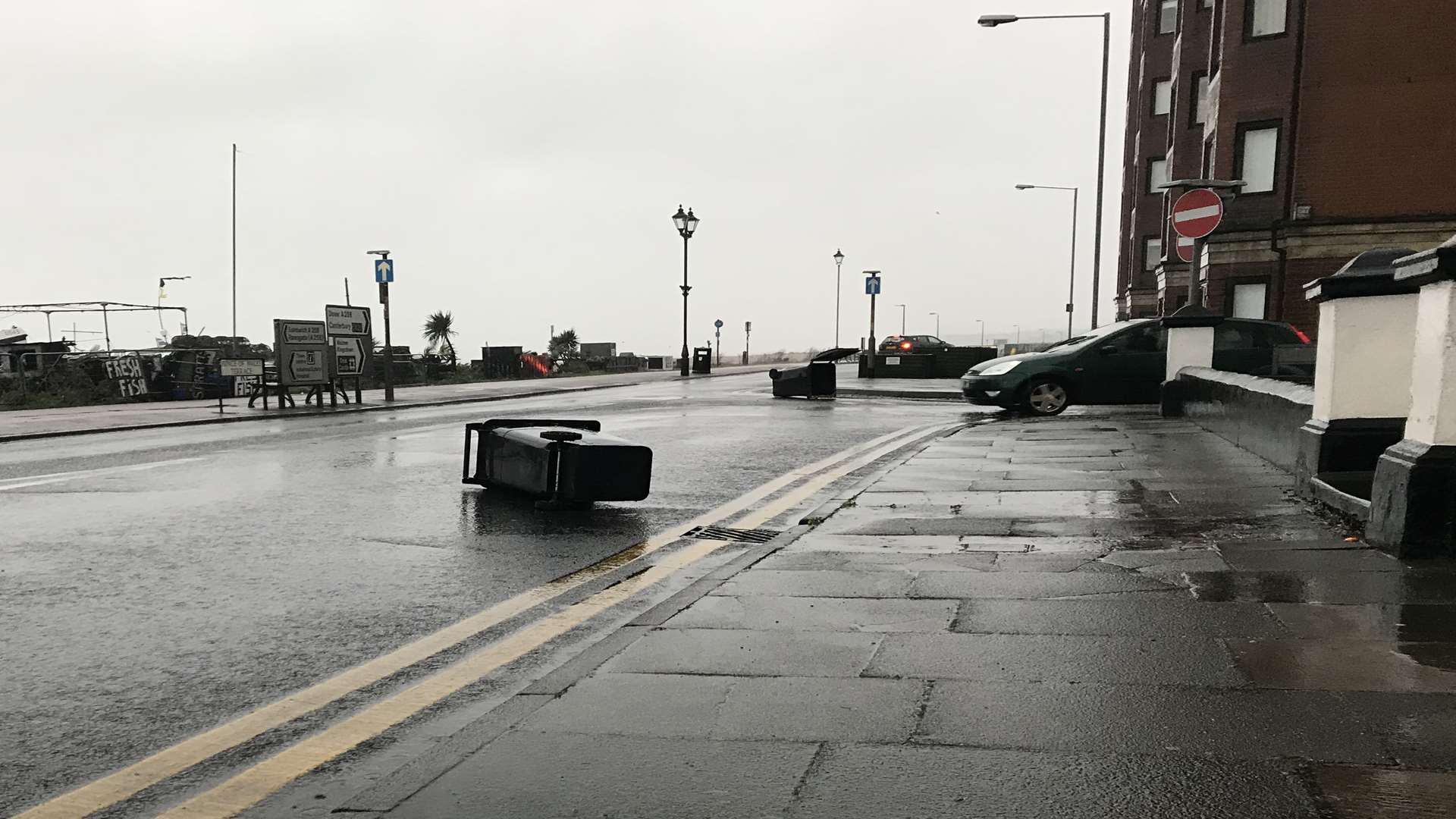 Bins sprawled across Beach Street in Deal