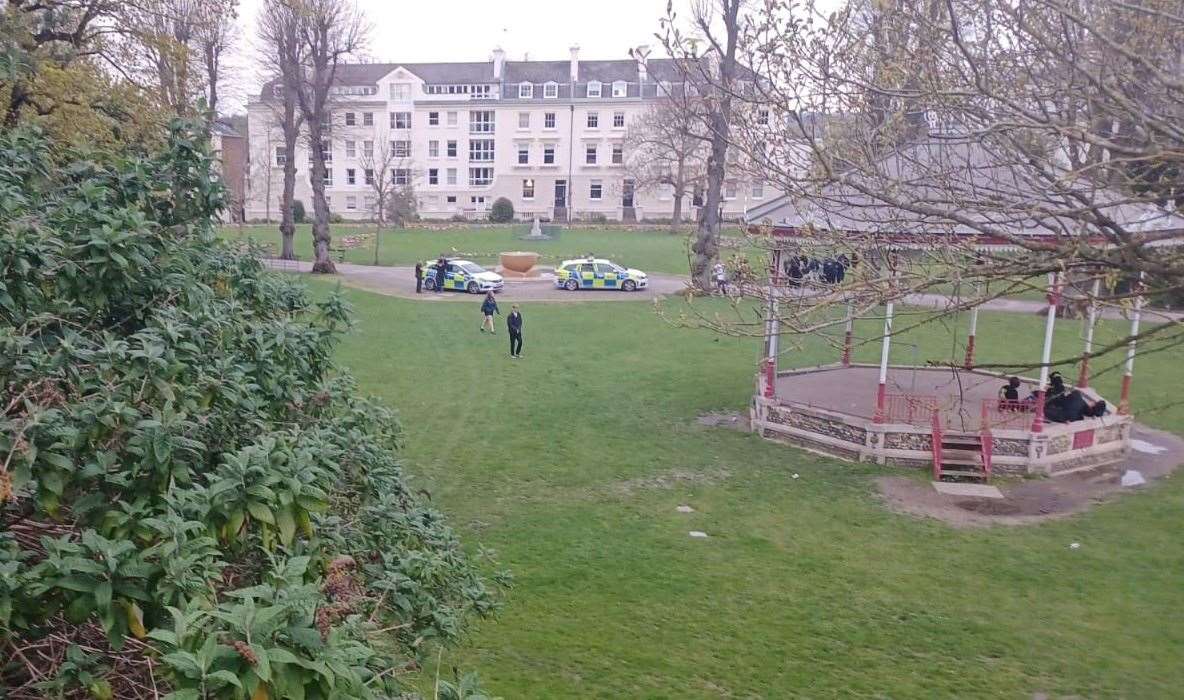 Two police cars were seen at Dane John Gardens in Canterbury