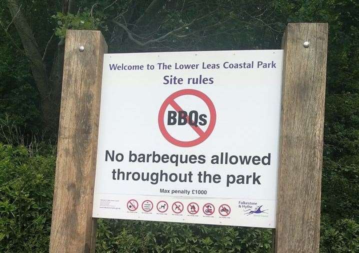New signs have now been installed in the coastal park reminding people not to barbecue there. Picture: Cllr Tim Prater