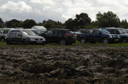Muddy car parks at the Kent County Show