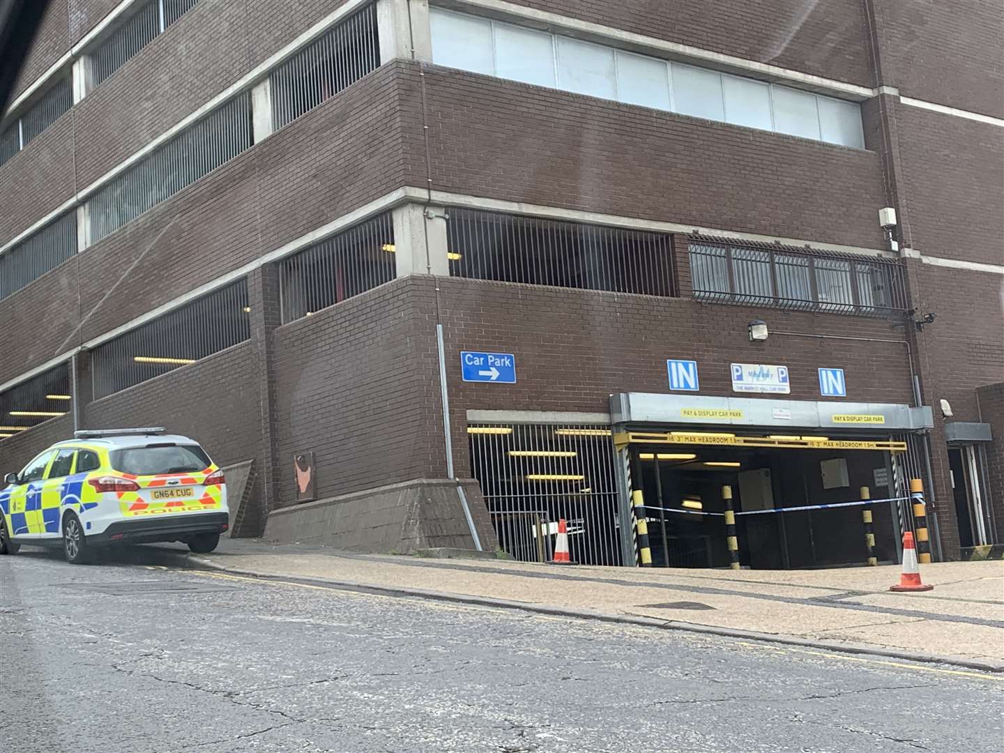 The multi story car park on Cross Street, which services Go Outdoors was taped off with police cordon, last year