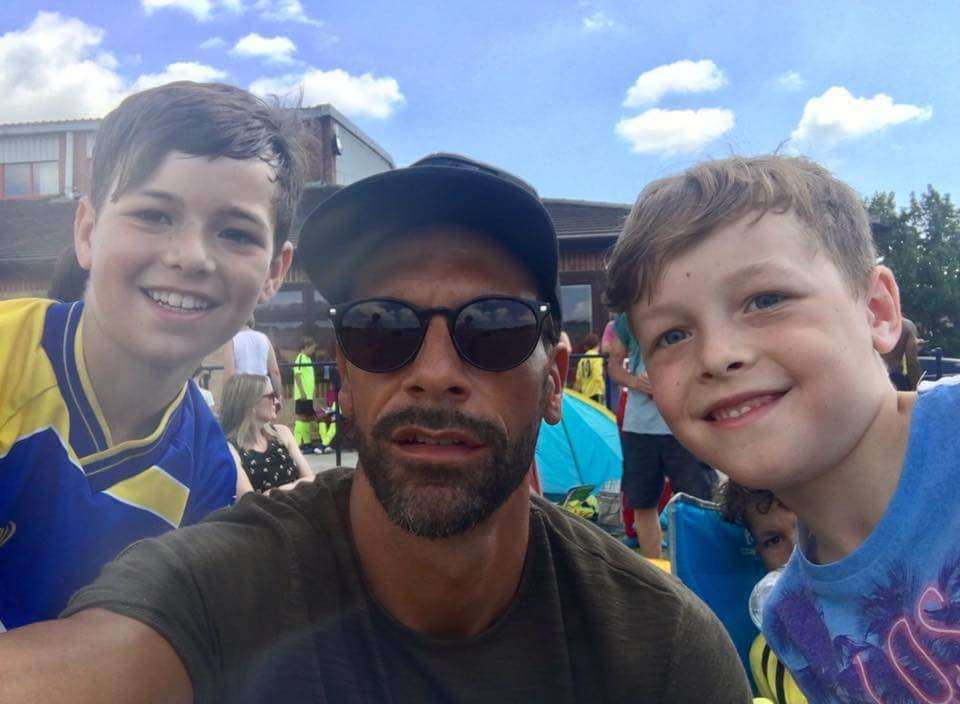 Rio Ferdinand with youngsters at the Snodland Tournament