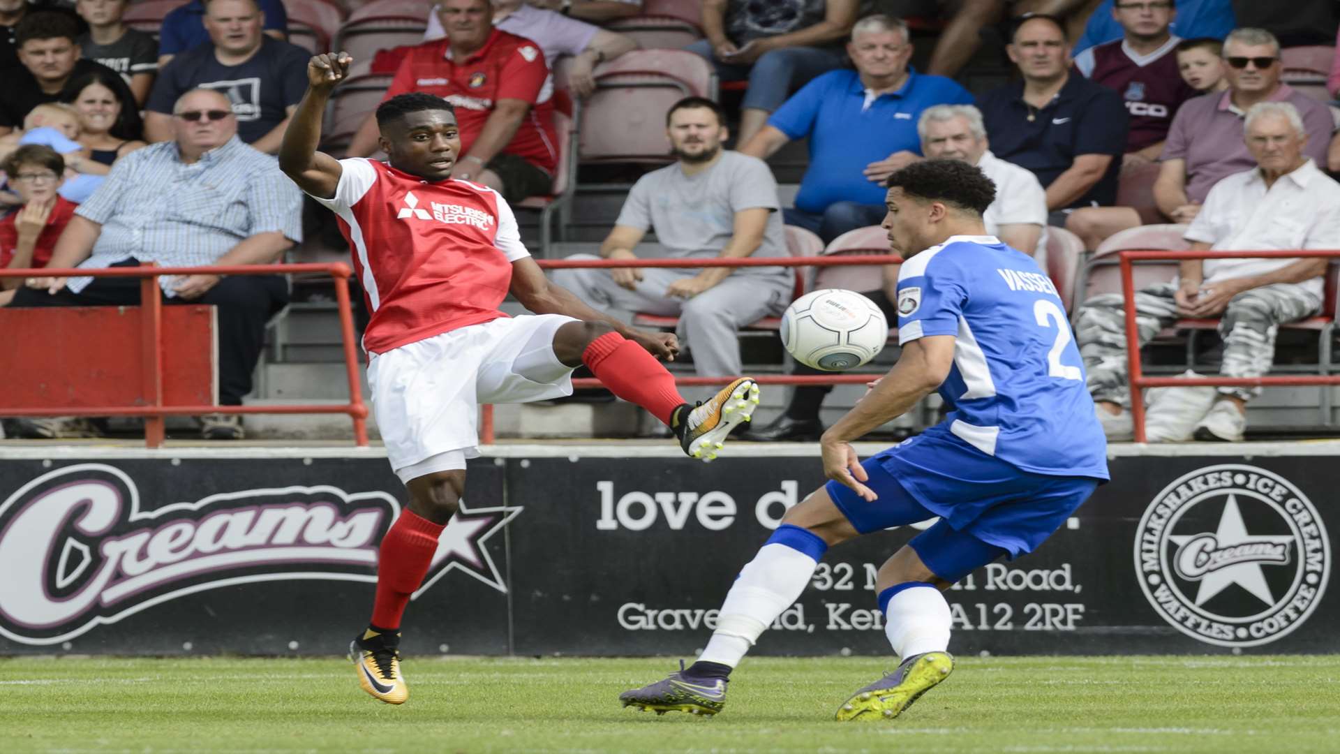 Darren McQueen gets no change out of Theo Vassell Picture: Andy Payton