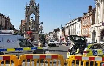 The cordon blocked off most of Maidstone town centre. Pic: David Antonio Allen
