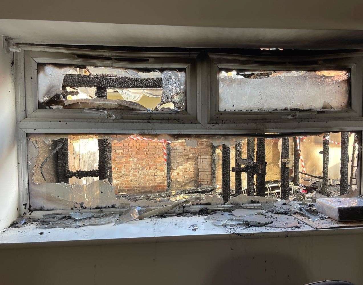 Windows were smashed. Picture: Steve Morley