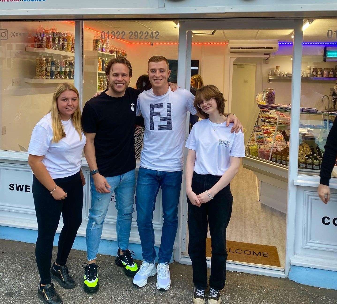 Olly Murs dropped in to friend Sam Bantick's new business venture Sams Sweets n Shakes which has opened in Dartford. Picture: Sam Bantick (50620539)