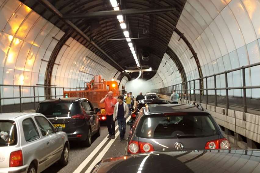 Traffic was stuck in the Dartford Tunnel after a car burst into flames. Photo by Emily Dyster