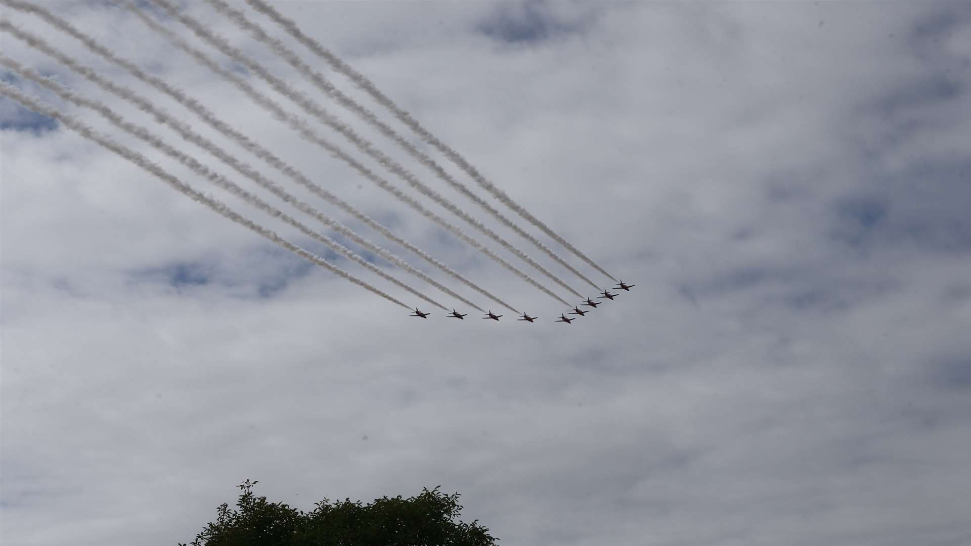 The Red Arrows fly over George's home in Broomfield