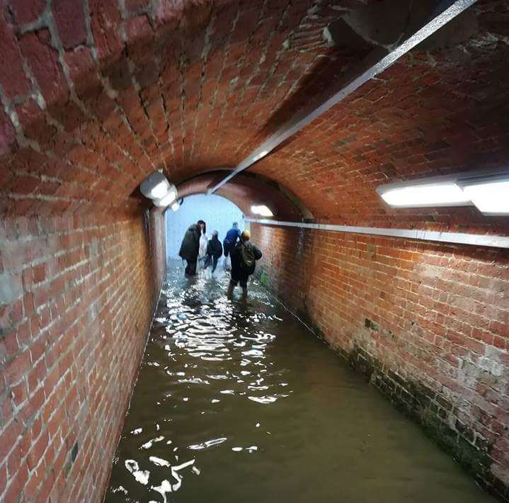 The underpass at Herne Bay station was flooded. Pic: Stuart Blagden (2252257)
