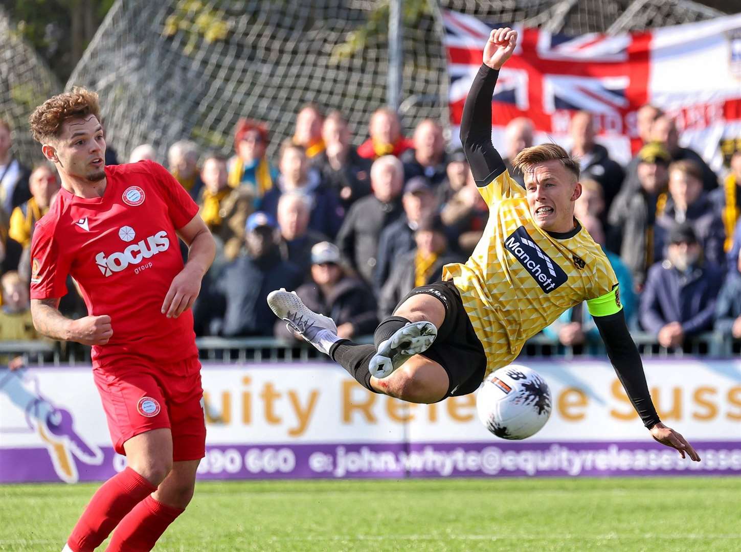 Acrobatics from Maidstone skipper Sam Corne during their play-off defeat at Worthing. Picture: Helen Cooper