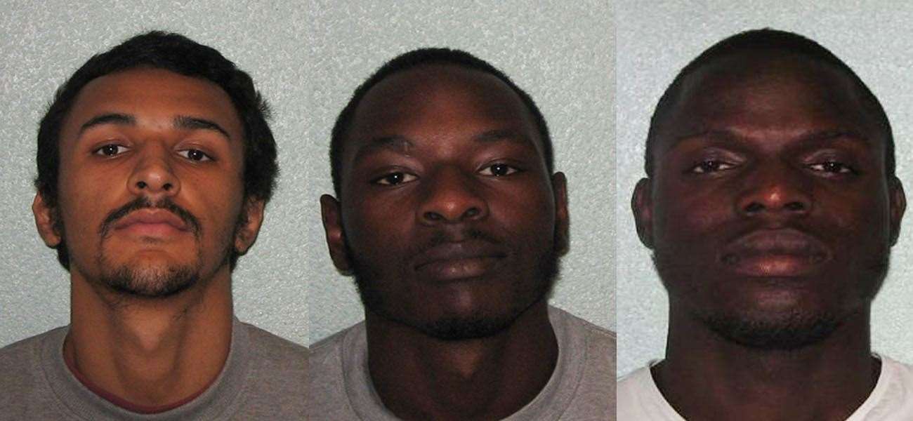 The three convicted gang members: Dean Alford, Michael Karemera and Glodi Wabelua