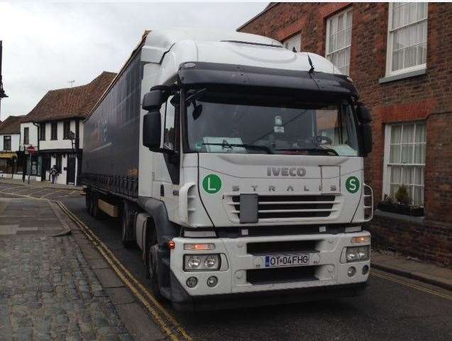 A 40-ton lorry temporarily blocking Harnet Street.