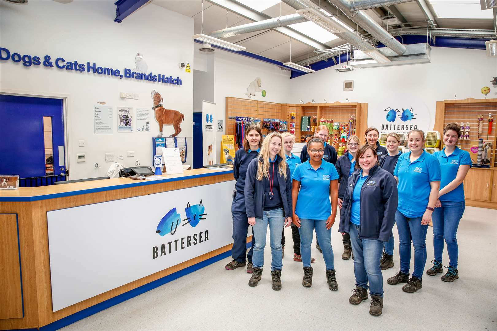 Staff and Volunteers at Brands Hatch Battersea Cats and Dogs Home. Picture: Matthew Walker