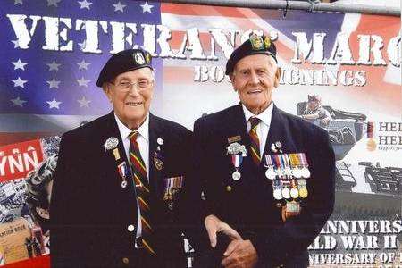 Bert Hadrill and Stan Hodge, right, meet for the first time since the war