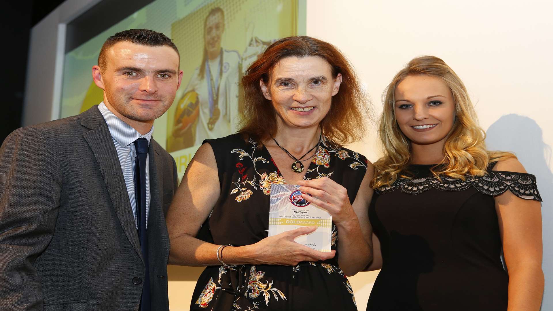 Miri Taylor's mum Debbie collected her Junior Sportsperson of the Year. Picture: Andy Jones