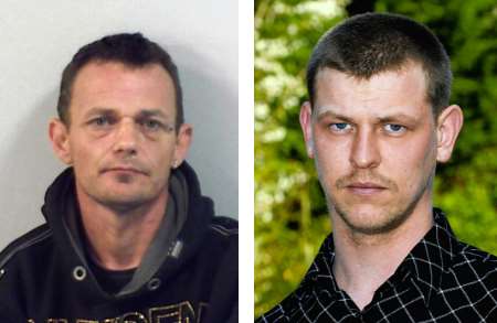 Convicted paedophile Terry Edwards (left) with innocent Terry Edwards (right)