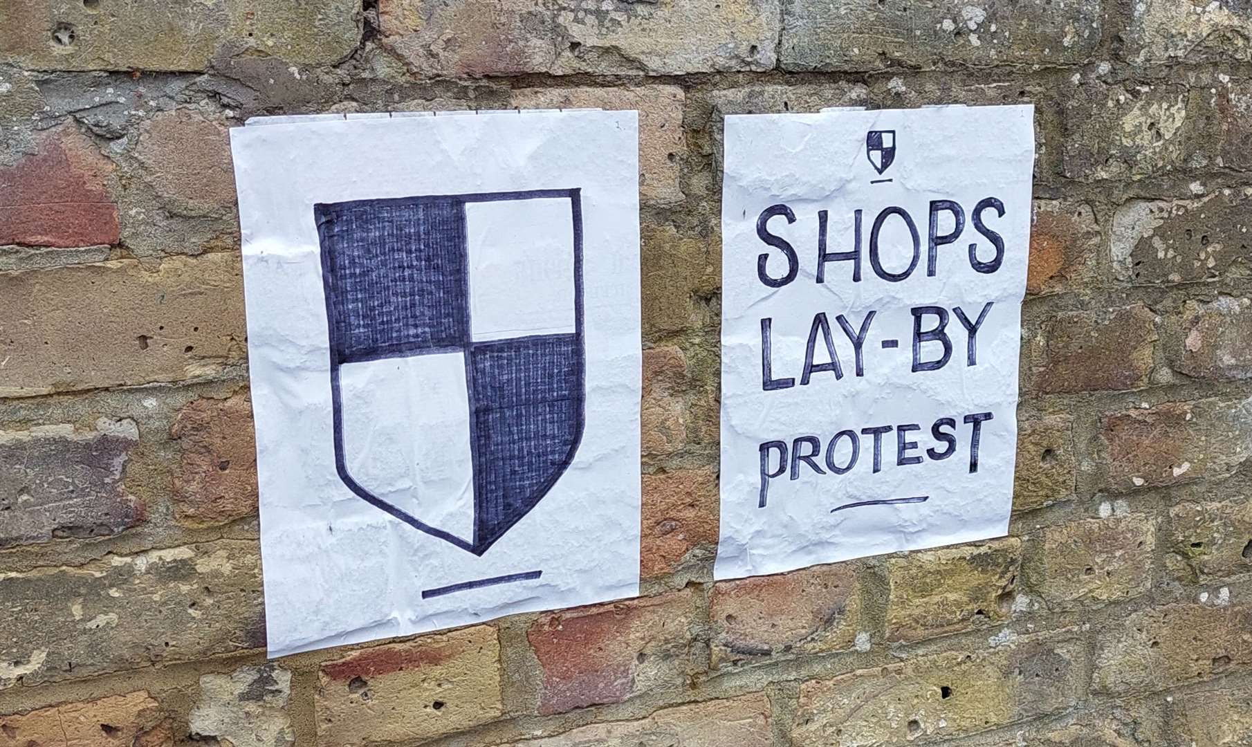 Posters in protest appeared from an unknown source