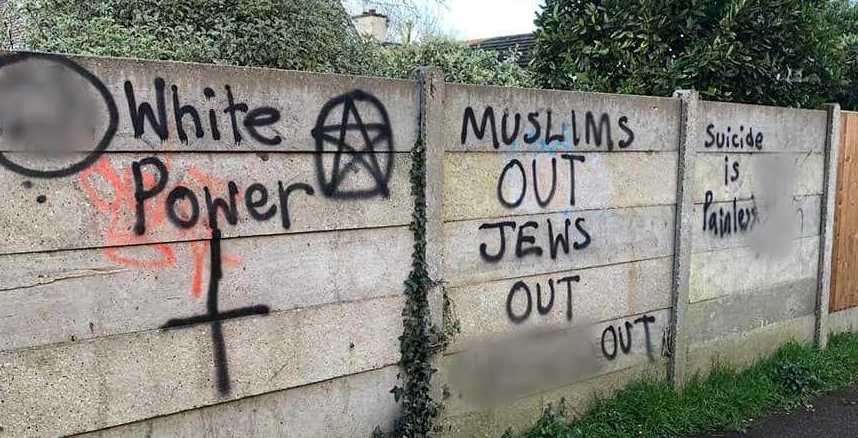 Racist graffiti was found in the alleyway off Heathfield Road in Maidstone (31263074)