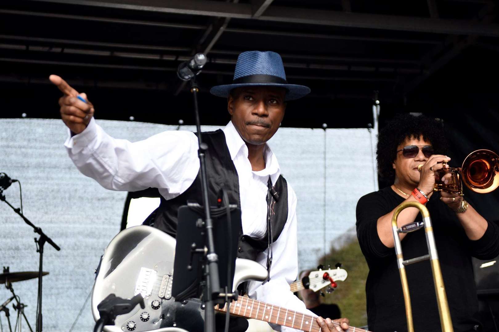Nat Augustin (left) points out a fan in the crowd at the Margate Soul Festival last year
