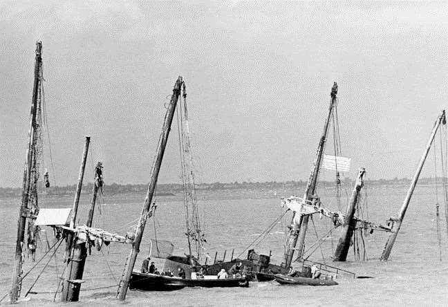 Early photograph of the wreck of the Richard Montgomery off Sheppey