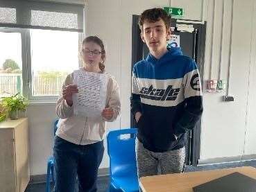 Landon and Chloe from Laleham Gap School were upset their voices couldn't be heard at the site visit