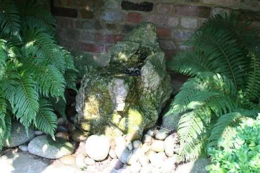 A water feature in a shady patch