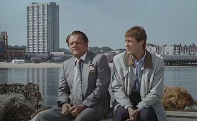 Del and Rodney with Margate spread out behind them. Picture: BBC