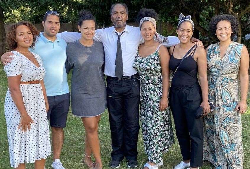 Asquith's son Robertson with his family (from left) Camealia Xavier-Chihota, Jerome Xavier, Isabella Whale, Athena Xavia, Kayleigh Xavier and Marcia Byford