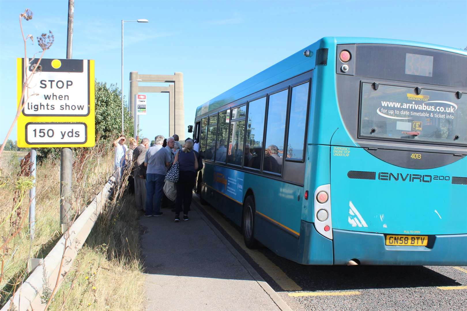 Buses stop at Swale Halt at the Kingsferry Bridge, Sheppey. Stock photo: KM John Nurden (52453595)
