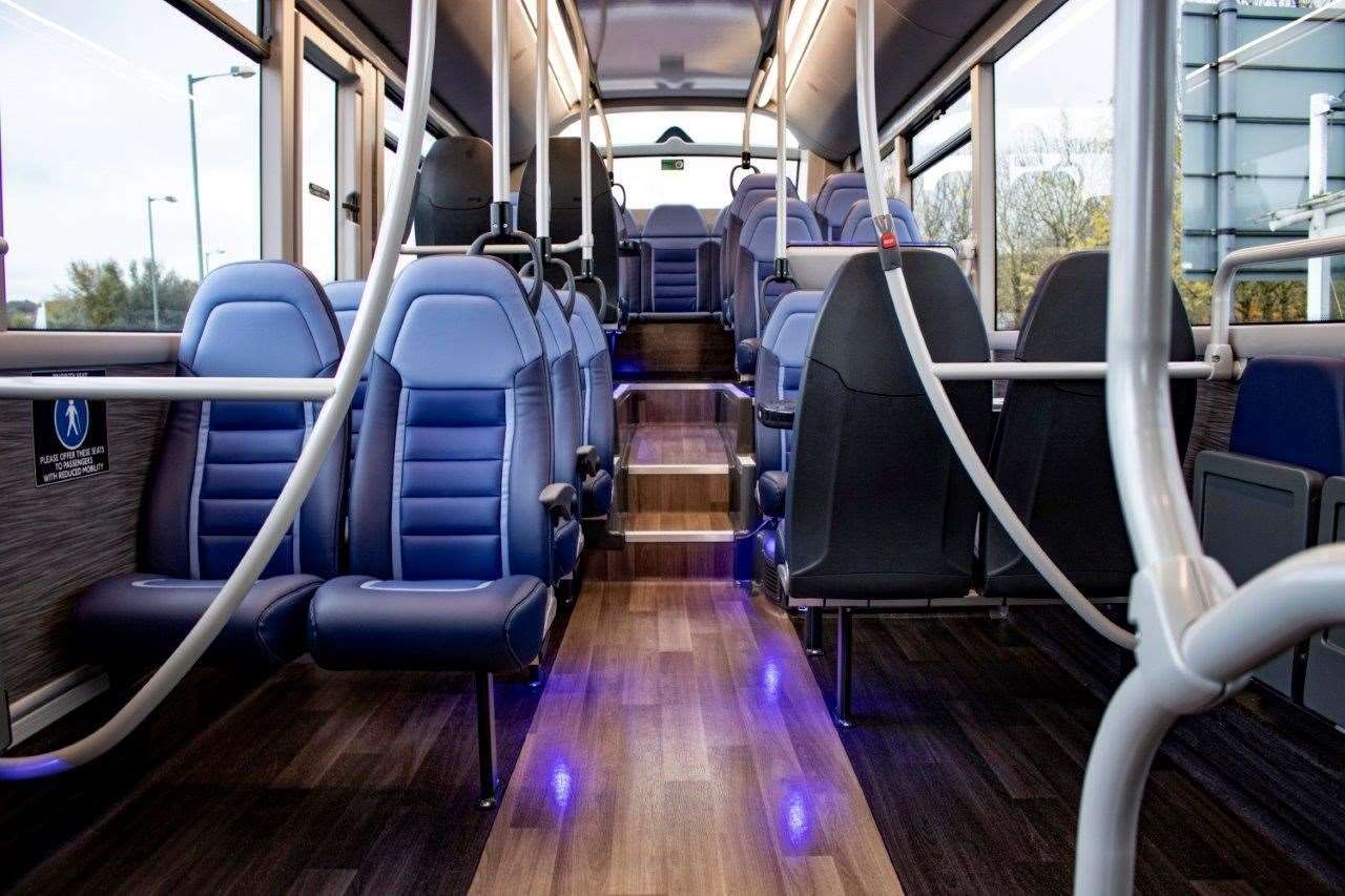 Inside the bus which is to be trialled at Sturry Road park and ride. Pic: Canterbury City Council