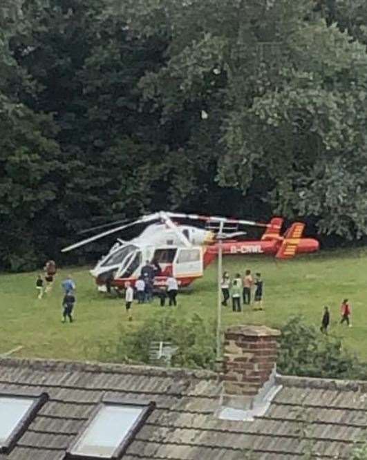 An air ambulance has landed in a park Sycamore Road, Strood. Picture: Caroline Martin